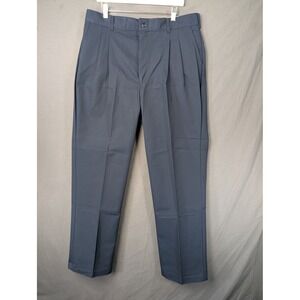 Aramark Mens Pleated Front Work Pants Navy Blue Size 38x32